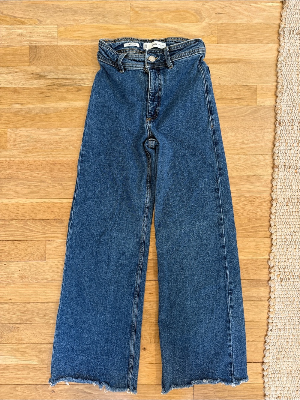 Mango High-Waisted Wide Leg Women's Jeans in Dark Blue